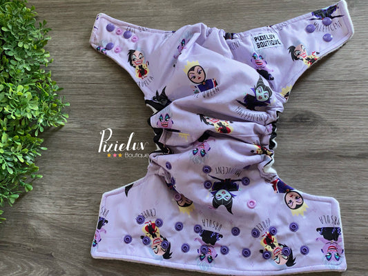 Villain Queens Halloween Inspired One Size Pocket Cloth Diaper, Everyday Use, Photoshoot- READY TO SHIP