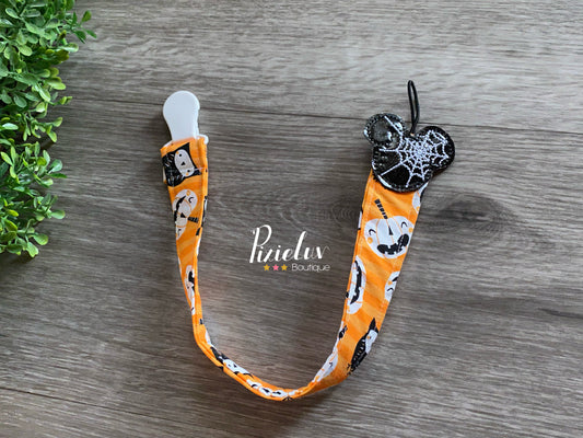 Halloween Bat and Pumpkin Ears Inspired Pacifier Clip with Feltie, Baby Accessories, Baby Shower Gift | Soother Pacifier Plastic Clip