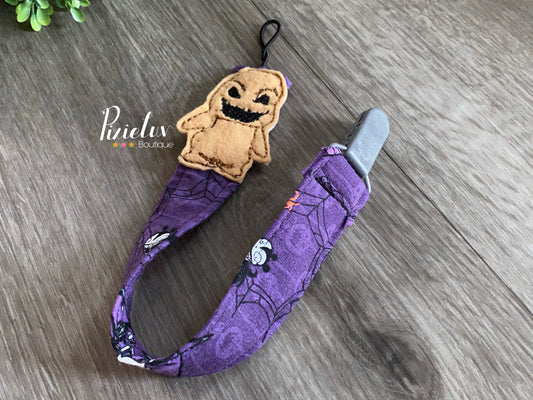 Halloween Trash Man Nightmare Town Inspired Pacifier Clip with Feltie, Baby Accessories, Baby Shower Gift | Soother Pacifier Plastic Clip