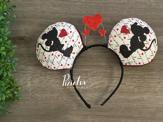 Mouse Couple Hearts and Love Inspired Magical Place Rounded Ears- READY TO SHIP