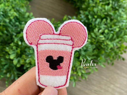 Pink Mouse Coffee Cup Inspired Felties, Felt, Planner, Bow, Clip, Embellishments, Nurse/ Doctor Badge Decor- MADE TO ORDER
