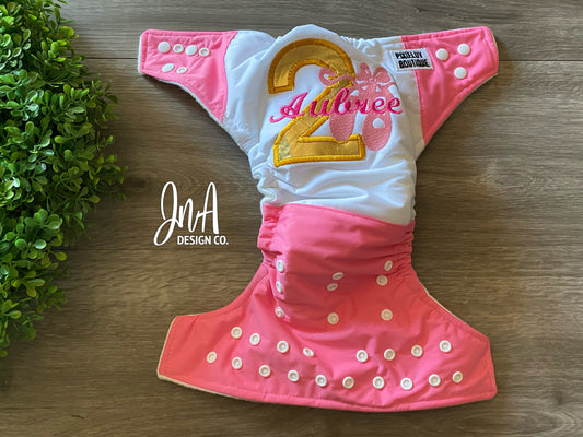 Ballerina Inspired Name Personalized Cloth Diaper, Ballerina Shoes, Reusable Diapers, Birthday Photoshoot, Everyday Use MADE TO ORDER