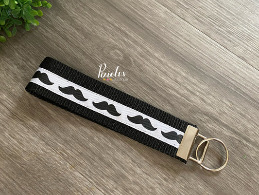 Strong Mustache Energy Inspired Wristlet, Key Fob, Lanyard - READY TO SHIP