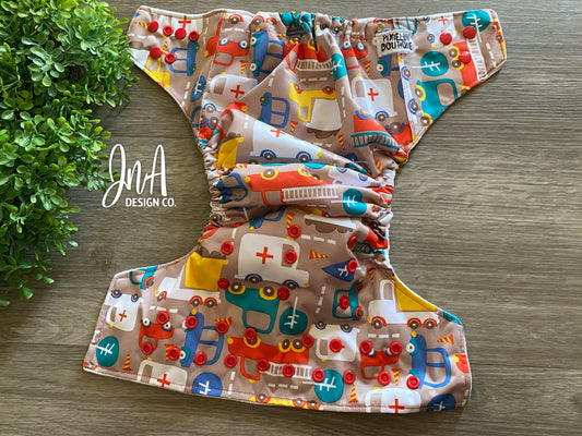 Traffic Jam, Cars Inspired One Size Cloth Diaper, Reusable Diapers, Birthday Photoshoot, Everyday Use- READY TO SHIP