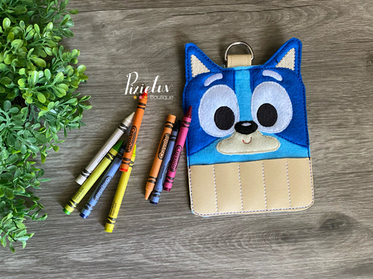 Blue Pup Dog Family Inspired Crayon Roll, Holds 5 Crayons (Included), Back to School, Stuffer, Holiday gift, Treat Bag, Travel Fun- READY TO SHIP